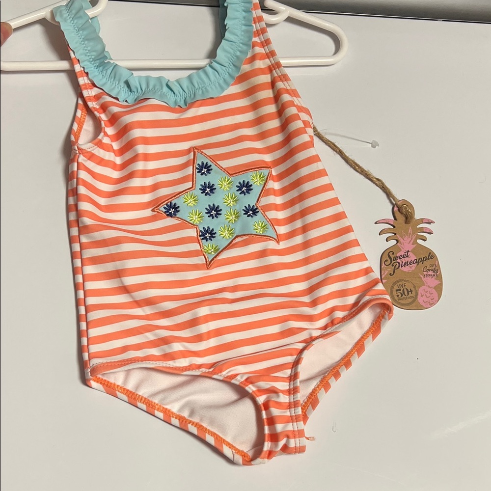 Kids One Piece Swimsuit - Orange Stripes